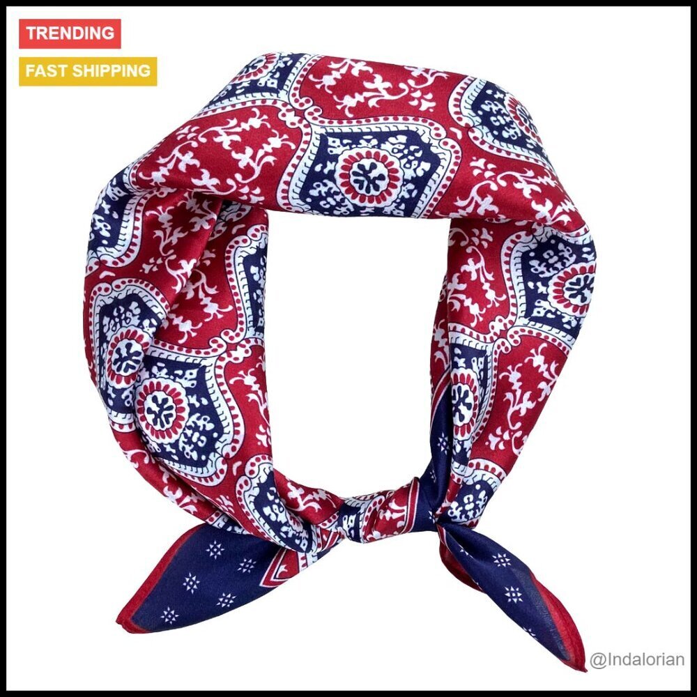 Mulberry Silk Scarf Lightweight Digital Print Square Bandana Elegant Fashion